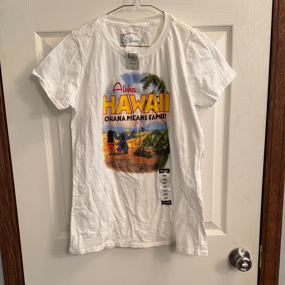 Disney‎ White Logo Cotton Tee Lilo and Stitch NWT